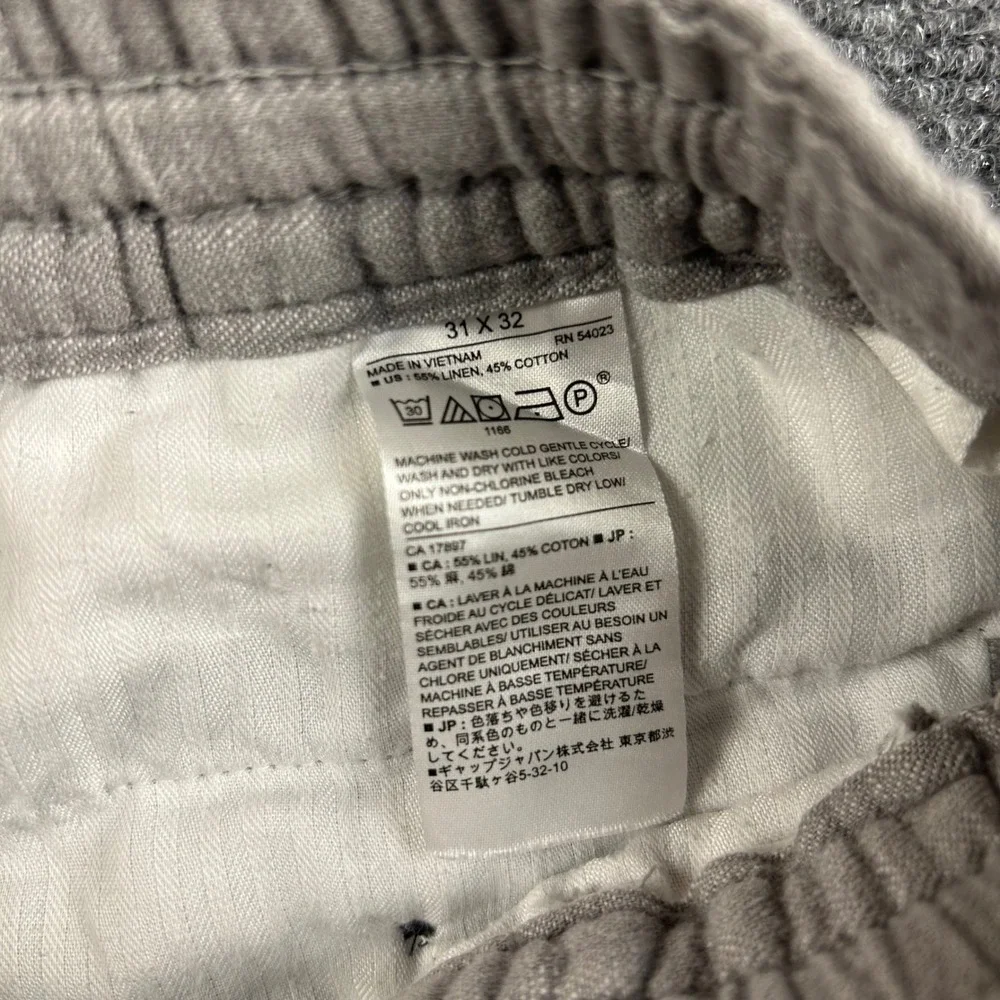 Banana Republic Mason Athletic Tapered Pants Gray Linen Cotton 31x32 Mens